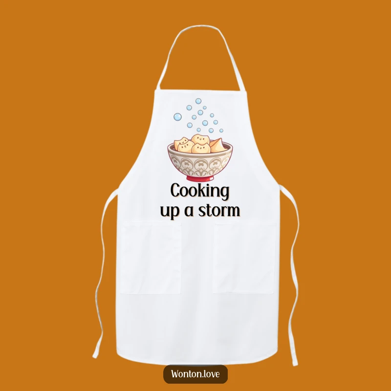 Funny Wonton Steam Apron: Whimsical Wonton Bowl Chef's Accessory