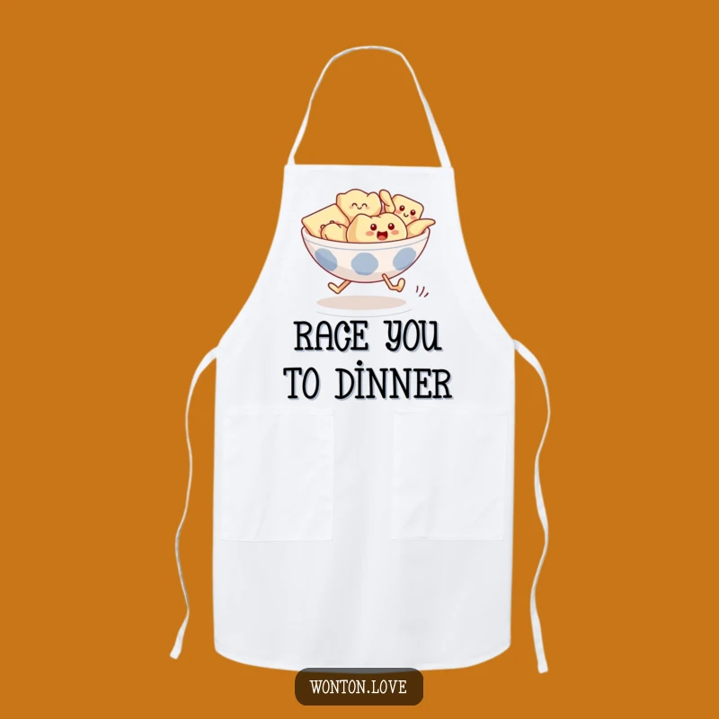 Funny Wonton Race Apron: Running Dumplings - Cook with Speed & Fun!