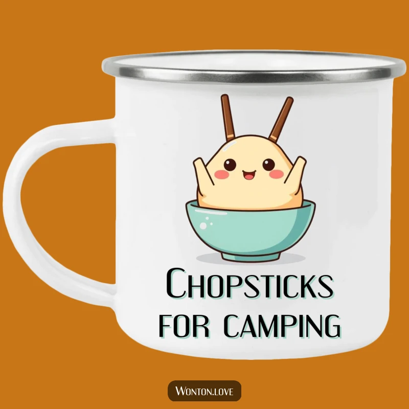 Funny Chopstick Wonton Camping Mug: Your Humorous Companion Outdoors