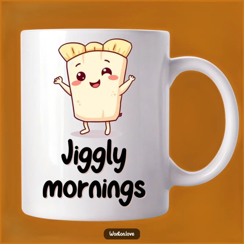 Funny Wonton Jig Mug: Adorable Character Doing a Dance for Foodies