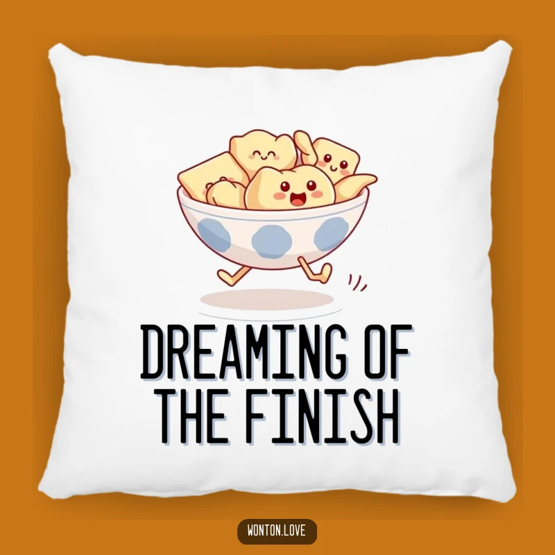 Funny Wonton Race Pillow: Running Dumplings - Comfy & Hilarious Accent!