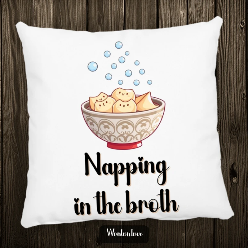 Funny Wonton Steam Pillow with a cheerful wonton bowl design, complete with playful steam bubbles.