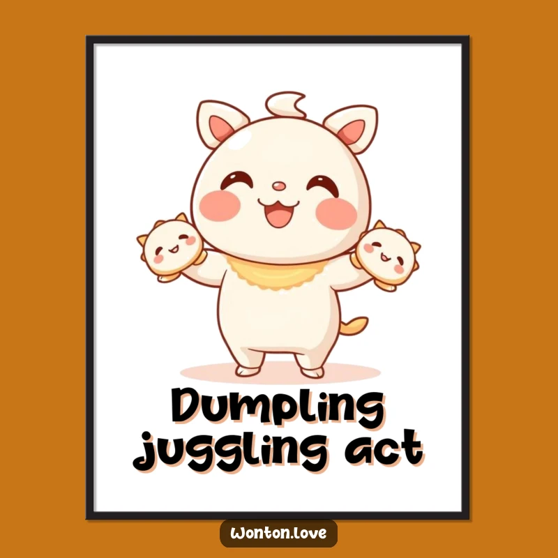 Funny Wonton Juggling Digital Print: Whimsical Wonton Art for Instant Charm
