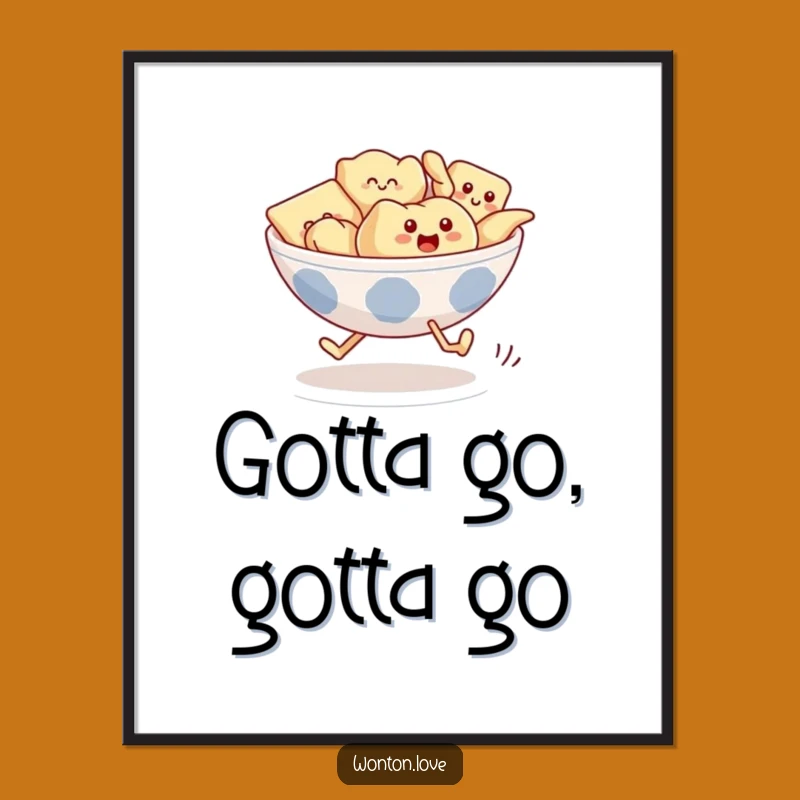 Funny Wonton Race Digital Art: Running Dumplings - Instant Energetic Decor!