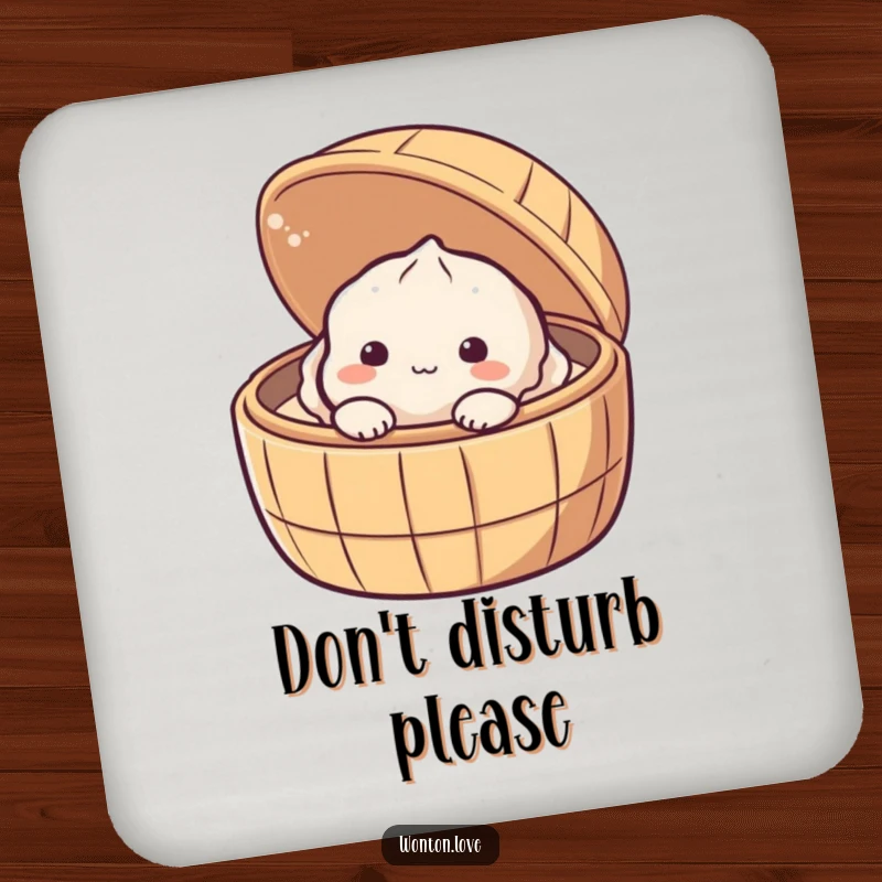 Funny Shy Dumpling Coasters featuring a shy baozi peeking from a steamer, protecting your furniture.