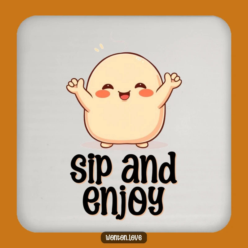 Funny Steamed Bun Coasters: Waving Bao - Protect Surfaces with Humor!