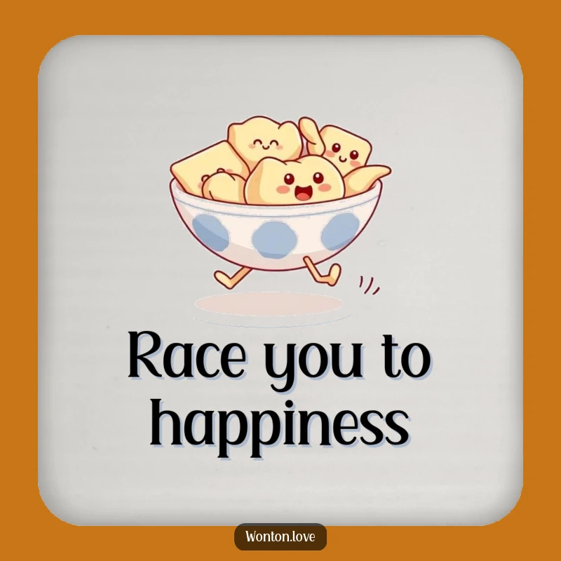 Funny Wonton Race Coasters: Running Dumplings - Protect Surfaces with Fun!