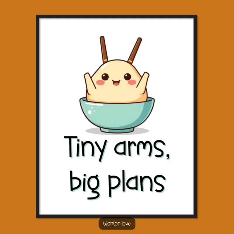Funny Chopstick Wonton Poster: Quirky Wall Art for a Humorous Space