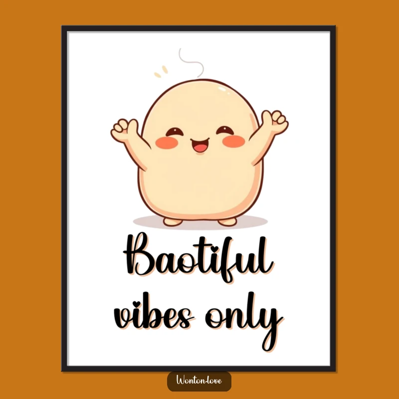 Funny Steamed Bun Poster: Smiling Bao Artwork - Cheerful Funny Decor!