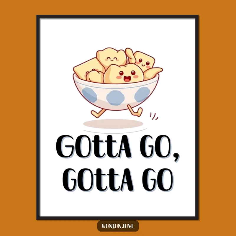 Funny Wonton Race Poster: Running Dumplings Art - Energetic Decor!