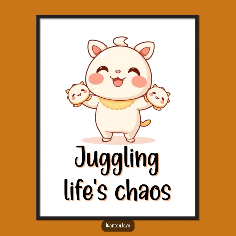 Funny Wonton Juggling Poster: Whimsical Wonton & Dumpling Art for Walls