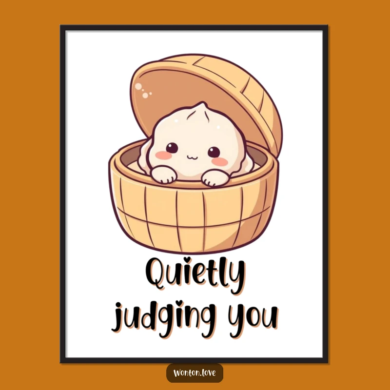 Funny Shy Dumpling Poster: Peeking Baozi Art - Sweet Funny Decor!