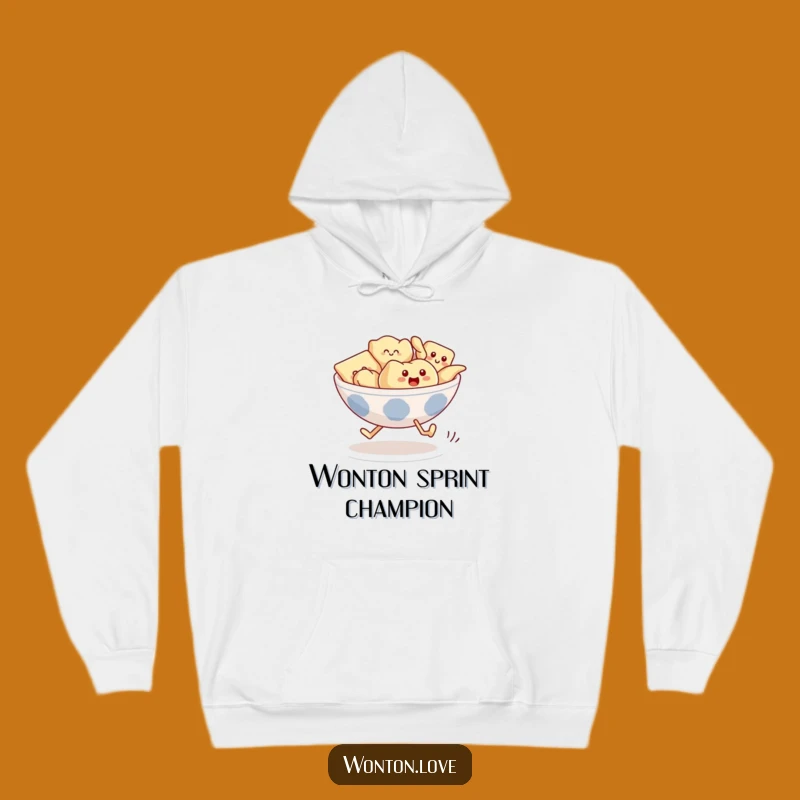 Cozy Funny Wonton Race Hoodie: Running Dumplings - Warm & Hilarious!