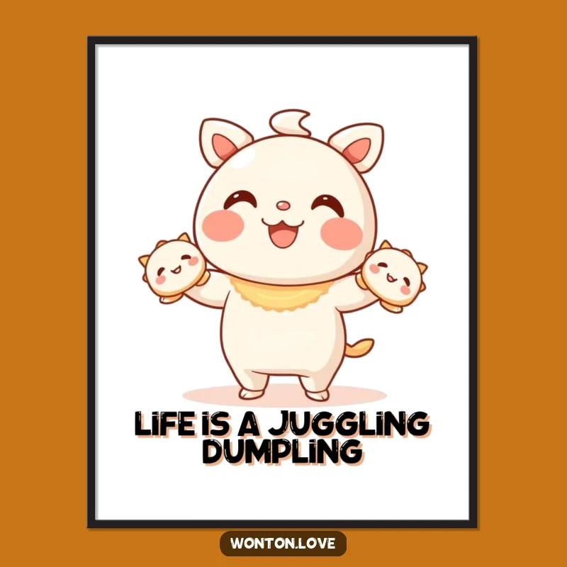 Funny Free Printable Wonton Wall Art: Juggling Dumplings Downloadable Gift