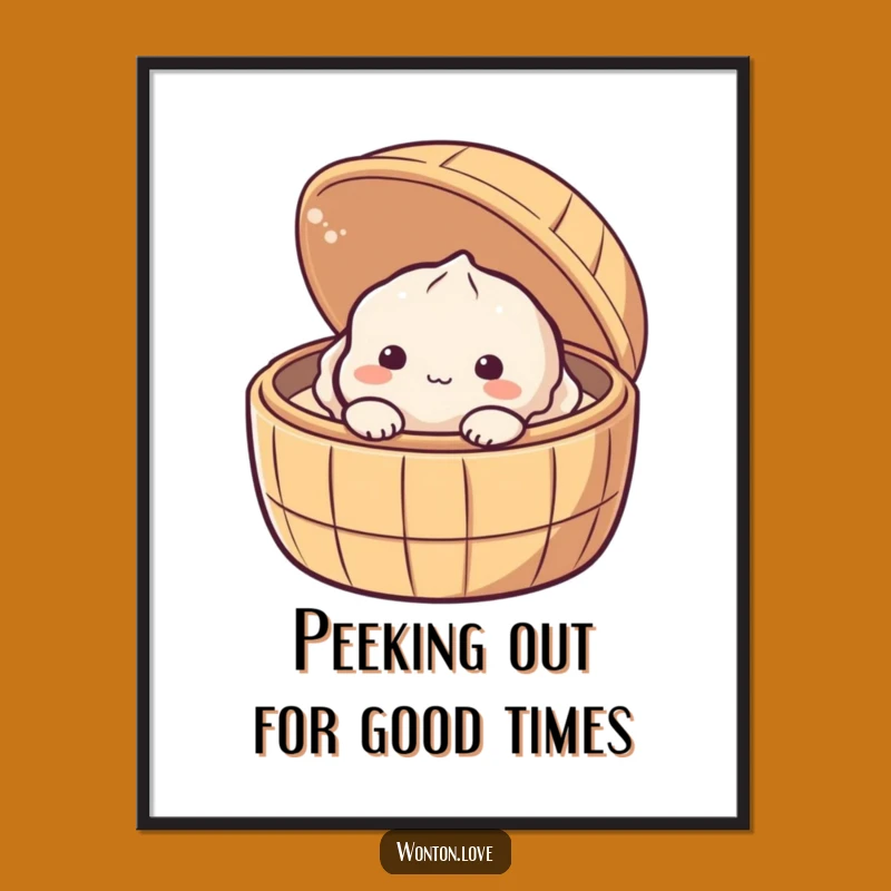 Funny Free Printable Wall Art: Shy Dumpling Peeking - Cute Downloadable Decor!