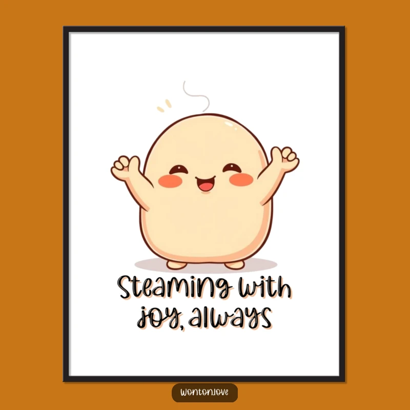 Funny Free Printable Wall Art: Waving Steamed Bun - Quirky Downloadable Decor!