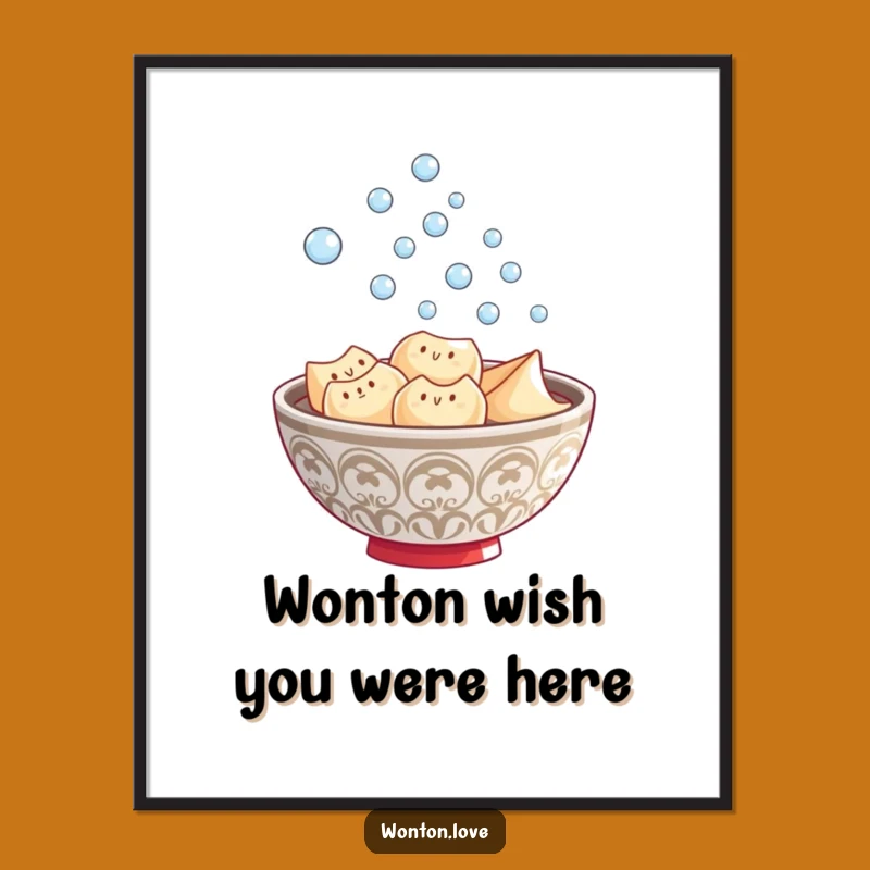 Funny Free Printable Wonton Wall Art: Steaming Soup Art Downloadable Gift