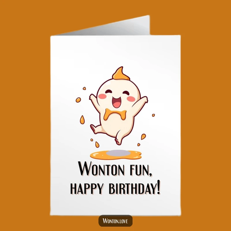 Free Printable Wonton Birthday Card: Cartwheel Splash Downloadable Greeting