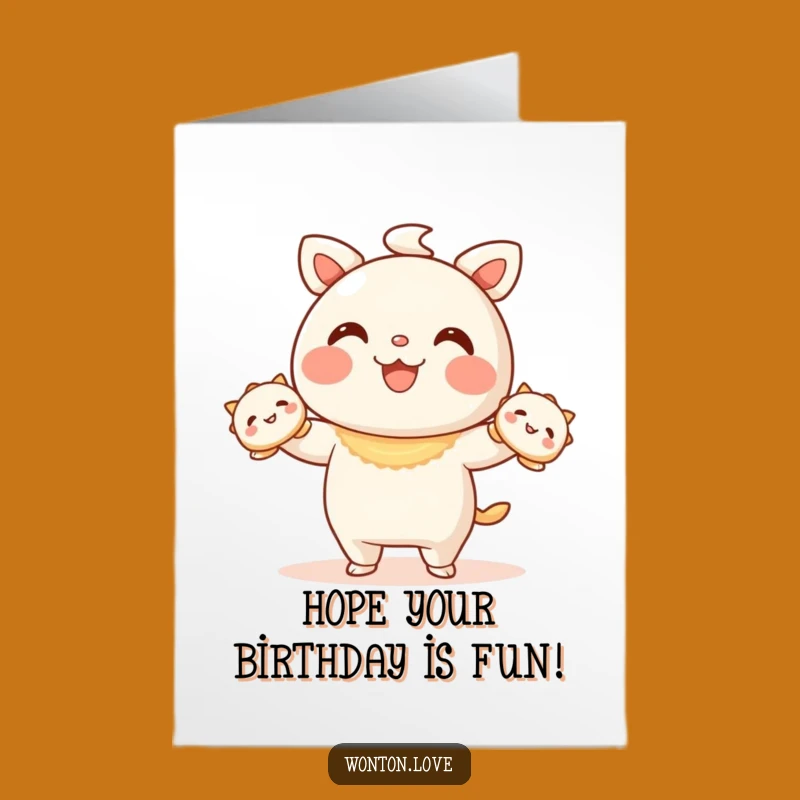Free Printable Wonton Birthday Card: Juggling Dumpling Humor Downloadable Gift
