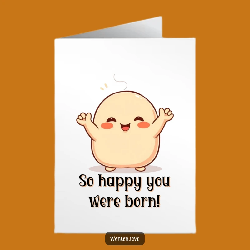 Free Printable Birthday Card: Funny Steamed Bun Waving - Downloadable Gift!
