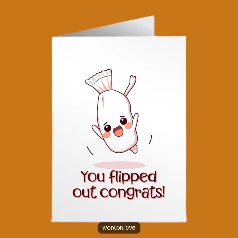 Free Printable Congrats Wonton Card: Funny Somersault Wrapper, Downloadable Art for Big Wins