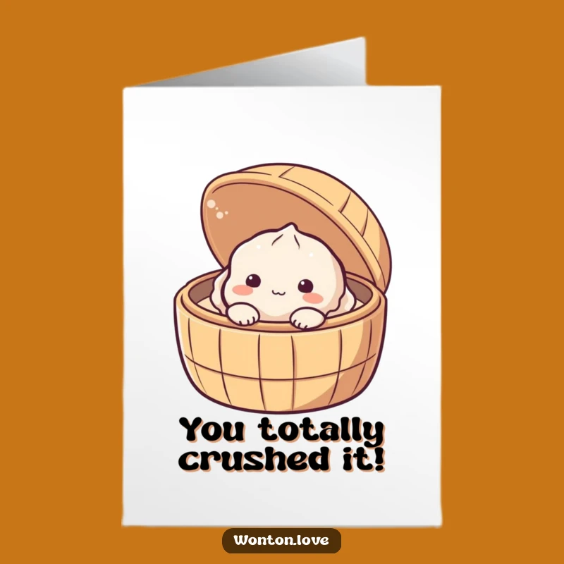 Free Printable Congrats Card: Shy Dumpling Peeking - Downloadable Gift!