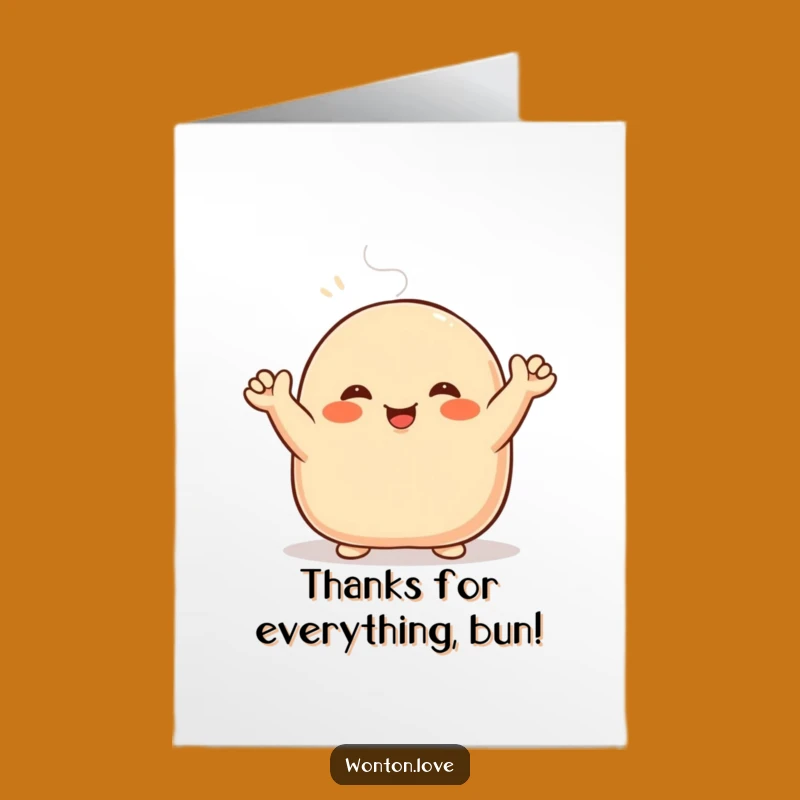 Free Printable Thank You Card: Funny Steamed Bun Waving - Downloadable Gift!