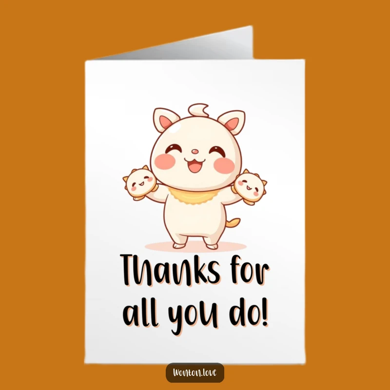 Free Printable Wonton Thank You Card: Juggling Humor Downloadable Gift