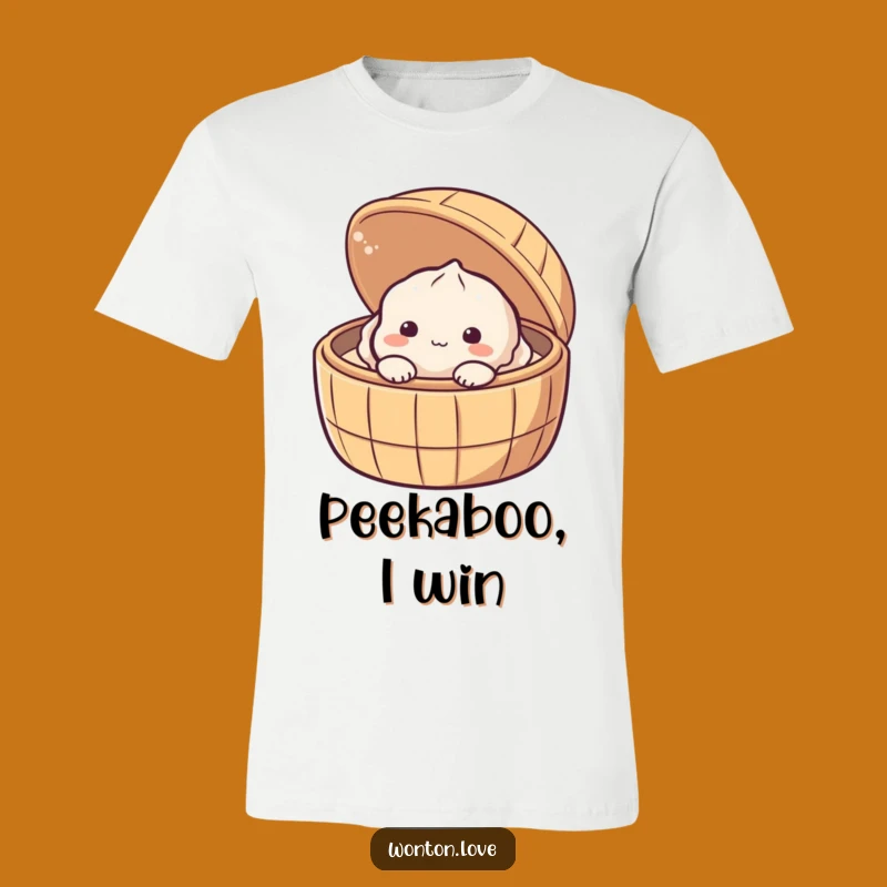 Funny Shy Dumpling T-Shirt: Peeking Baozi - Cute & Funny Wear!