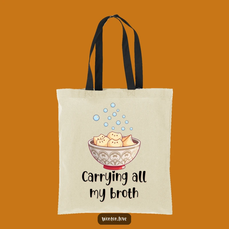 Funny Wonton Steam Tote Bag: Cute Wonton Bowl Carry-All for Daily Errands