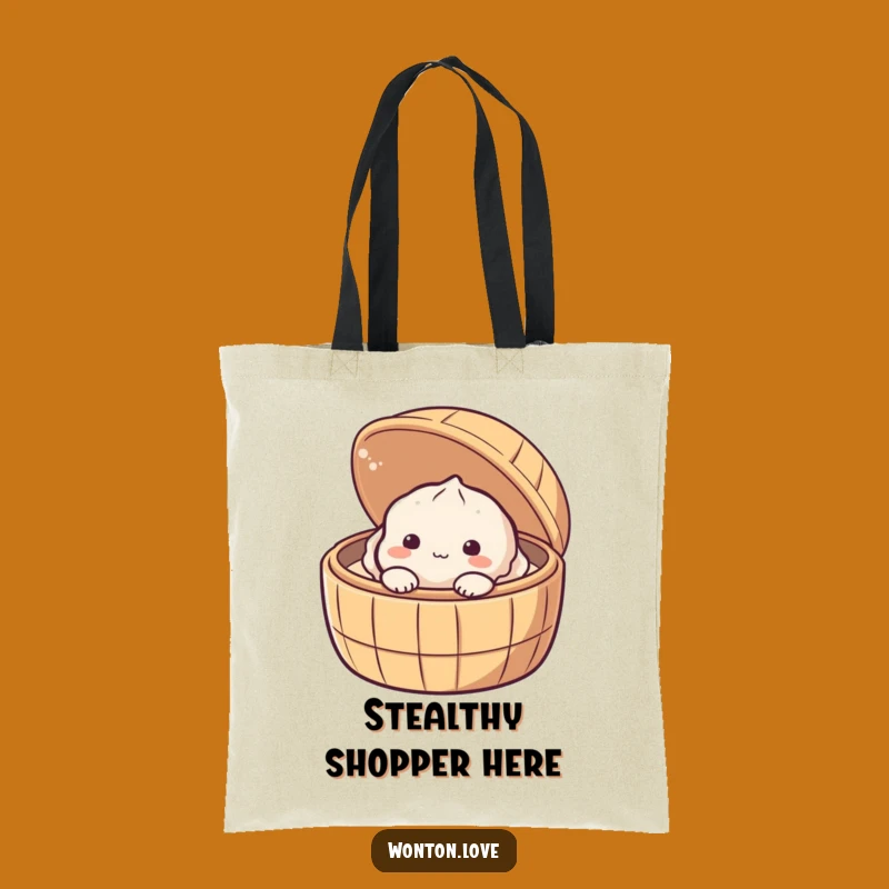 Funny Shy Dumpling Tote Bag: Peeking Baozi - Carry Your Cute Essentials!